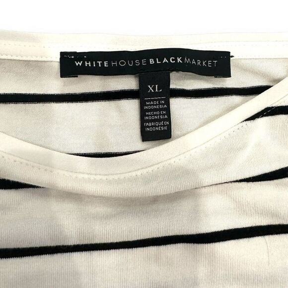 White House Black Market XL Striped Bell Sleeve Blouse with Ribbon Tie - Picture 3 of 11